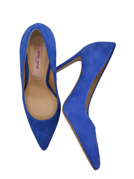 Mavi Süet Kadın Ayakkabı 10 cm 